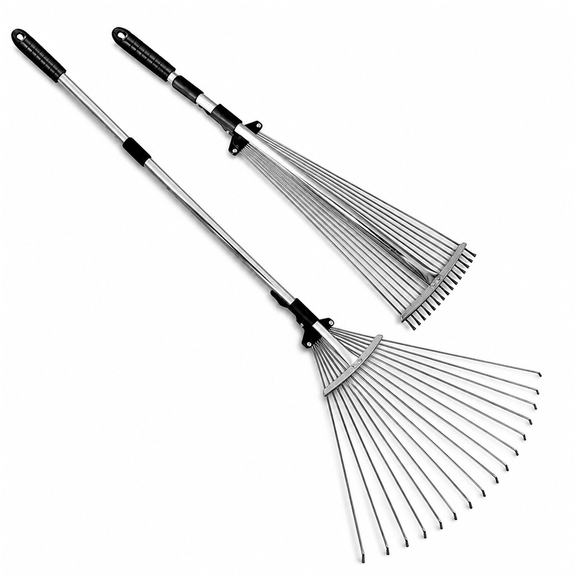 Exsmart Grabie Metalowe Ogrodowe Wachlarzowe Do Liści Trawy z Trzonkiem 81-160cm RC-K-2461