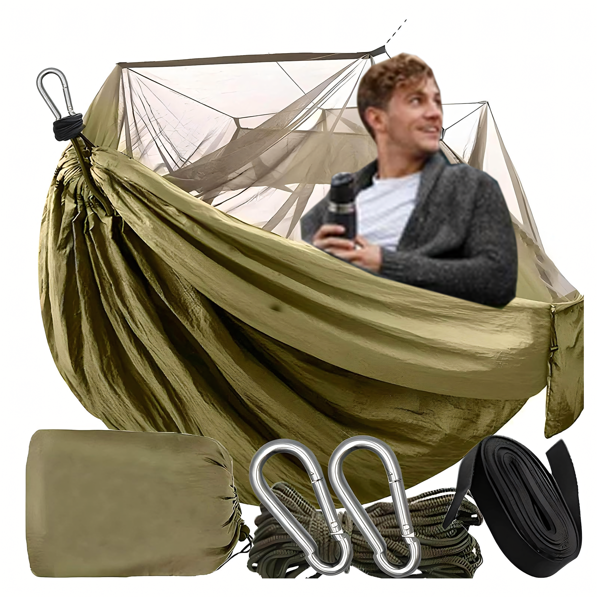 Exsmart Hamak z Moskitierą Leżak Turystyczny Survivalowy Piknikowy 260x140cm 180kg RC-K-878