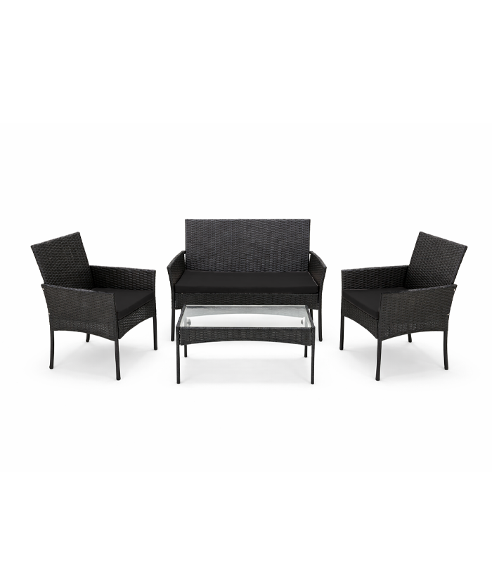 Exsmart Zestaw Mebli Ogrodowych z Technorattanu TREVISO Czarny G1304