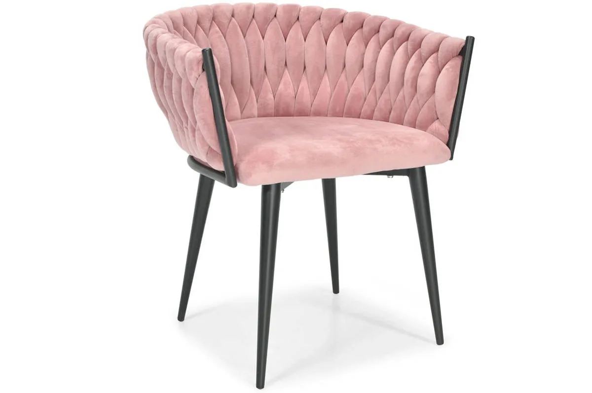 Krzesło Welurowe Tapicerowane Nowoczesne Glamour ROSA Różowy