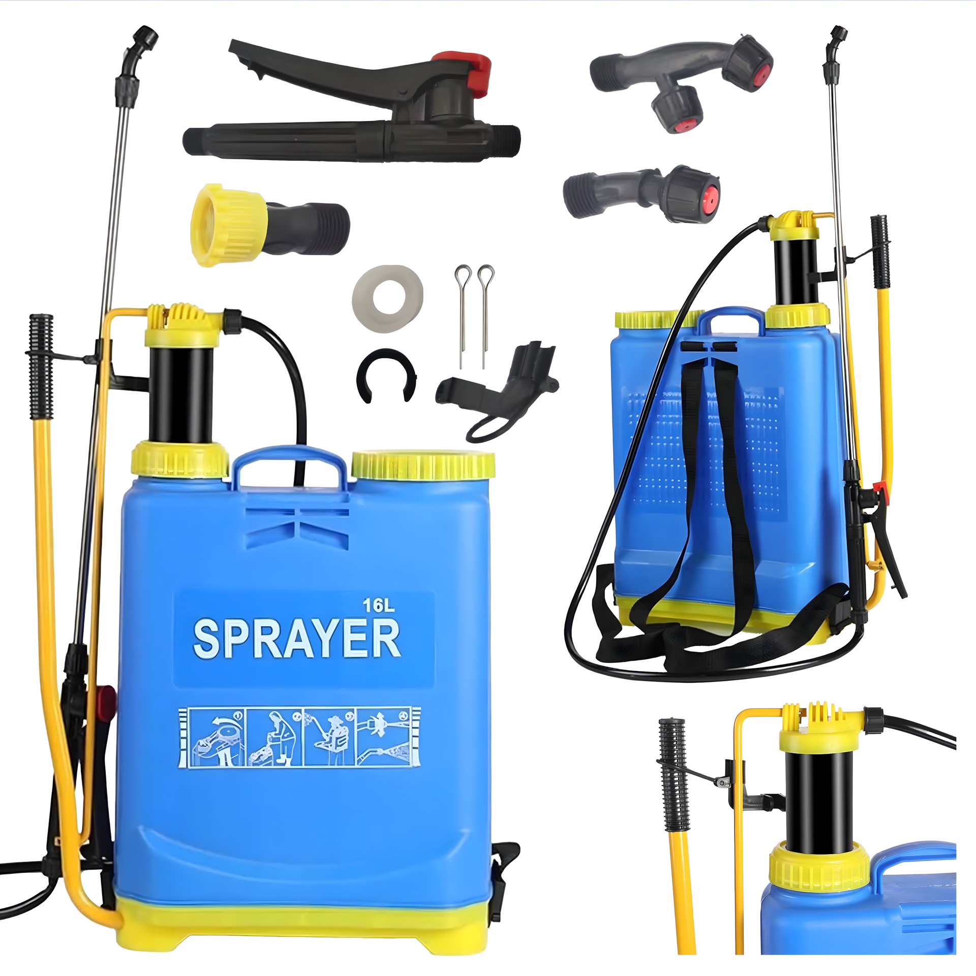 Exsmart Opryskiwacz 16L Ciśnieniowy Plecakowy Ogrodowy Zraszacz + Lejca + Dysze RC-K-987