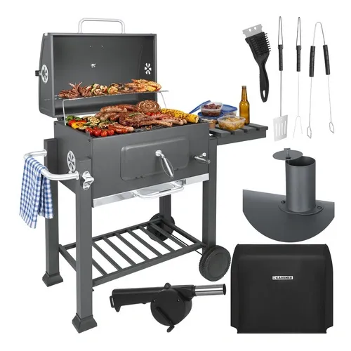 KaminerGrill Ogrodowy Węglowy z Pokrywą 120x116x55cm + Akcesoria 27318