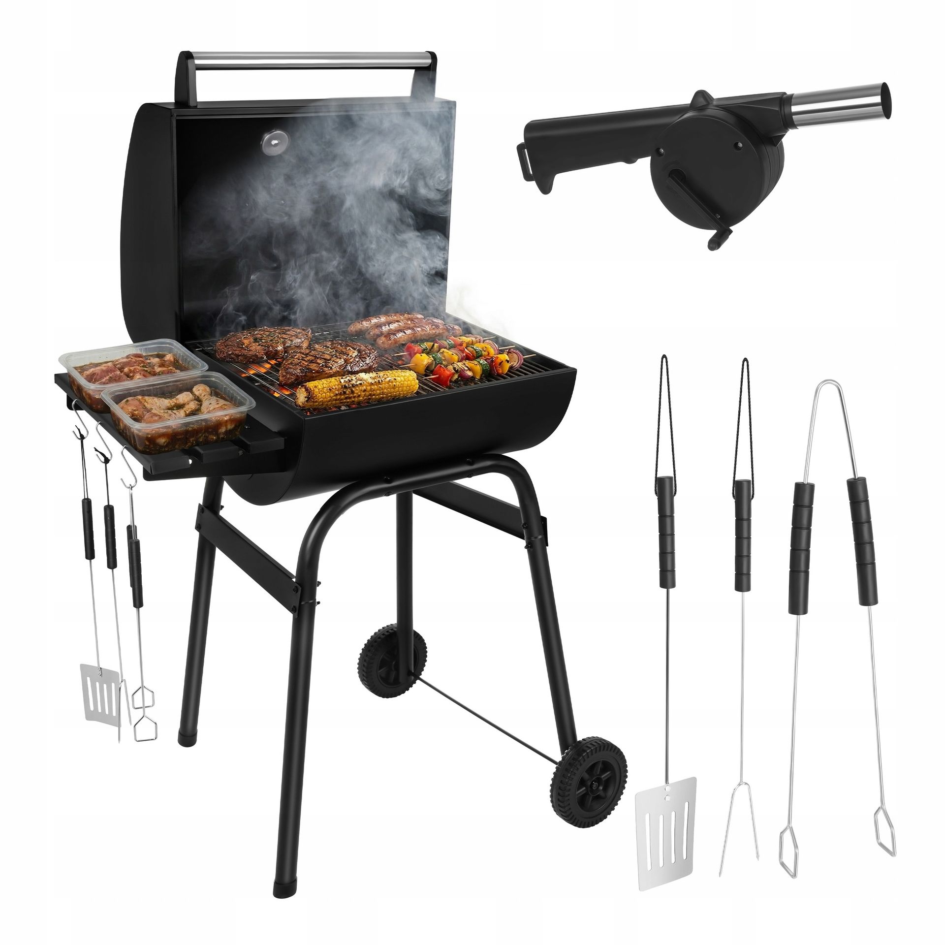 Kaminer Grill Ogrodowy Węglowy z Pokrywą 82x51x117cm + Akcesoria 27316