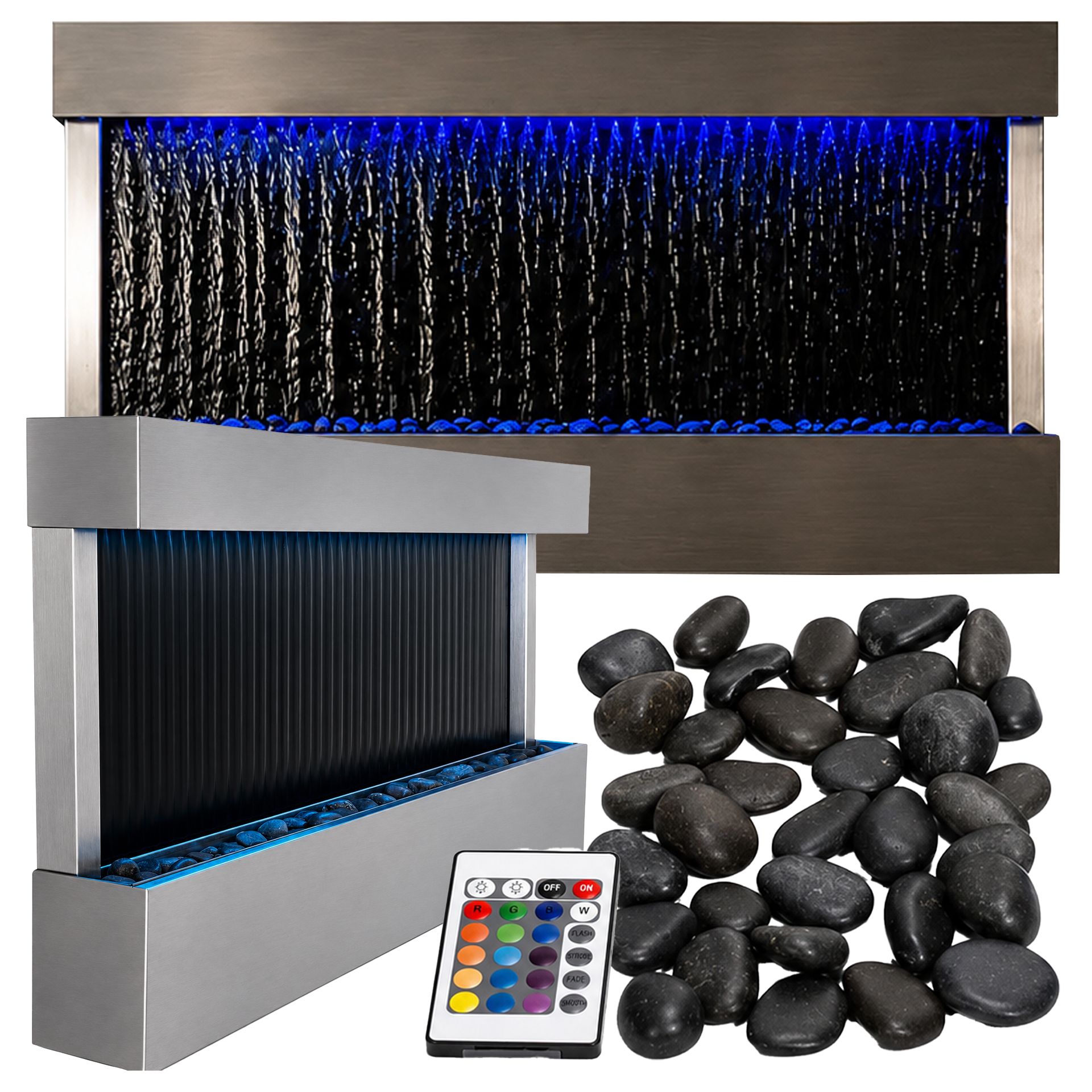 Exsmart Ścianka Wodna Kaskadowa Wisząca Fontanna LED RGB 120cm RC-K-2507