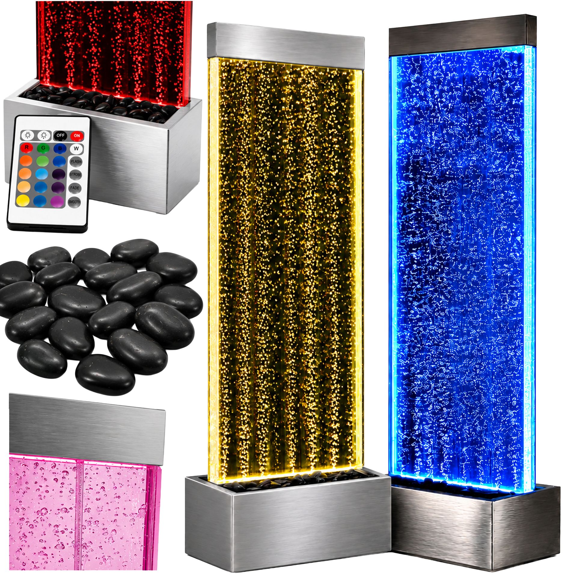 Exsmart Fontanna Bąbelkowa Ścianka Wodna Wolnostojąca LED RGB 183cm RC-K-2504