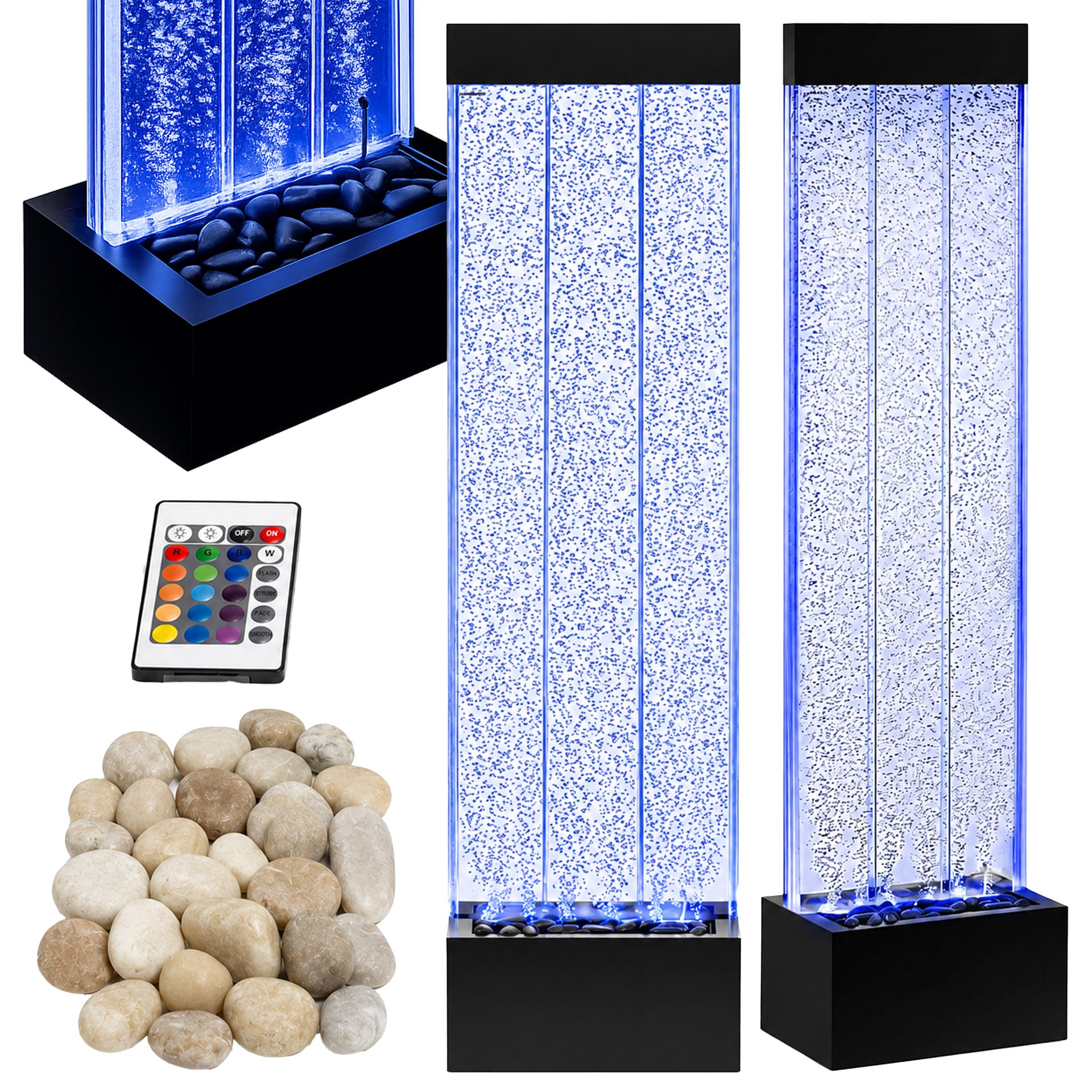 Exsmart Fontanna Bąbelkowa Ścianka Wodna Wolnostojąca LED RGB 150cm RC-K-2503