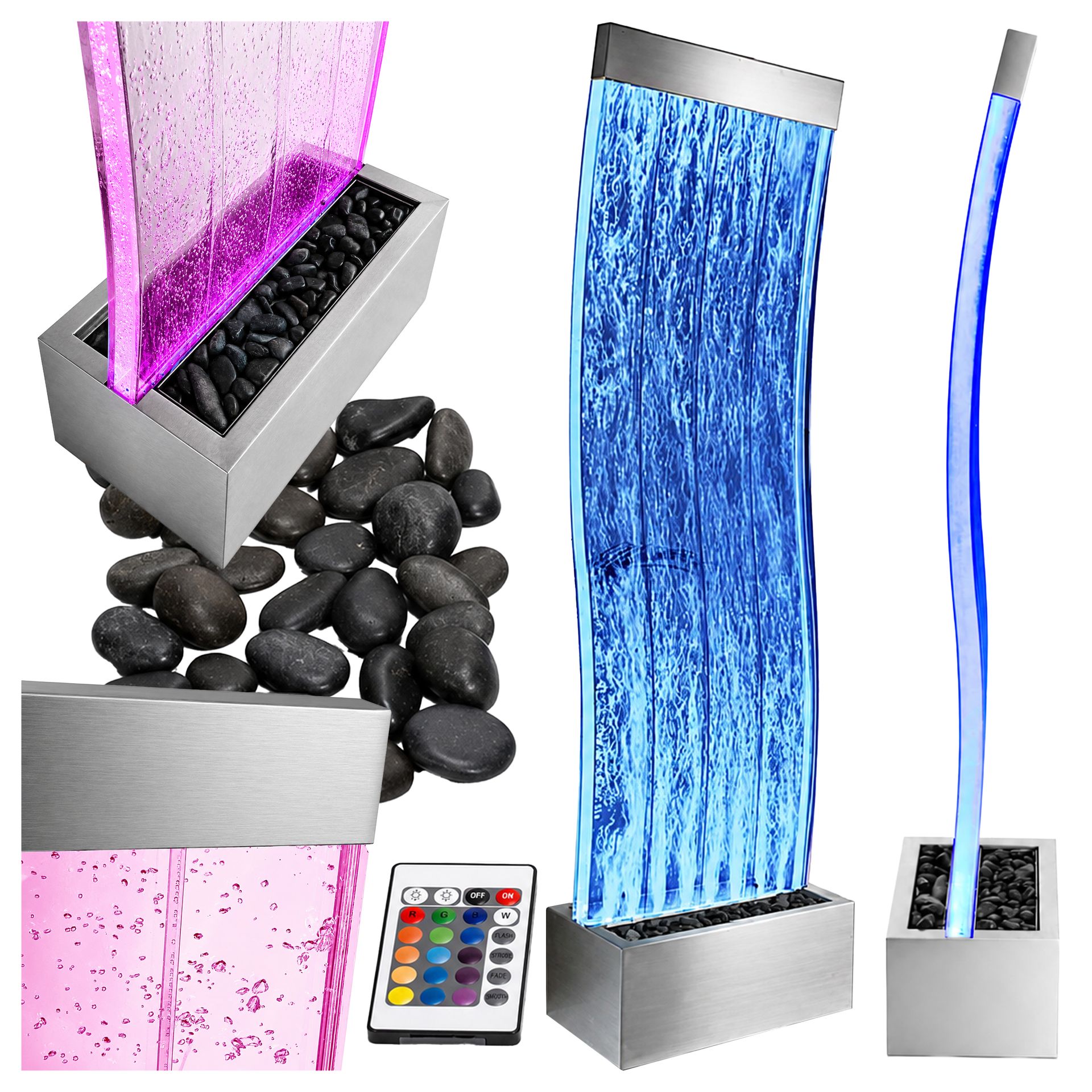 Exsmart Fontanna Bąbelkowa Ścianka Wodna Wolnostojąca LED RGB 183cm RC-K-2502