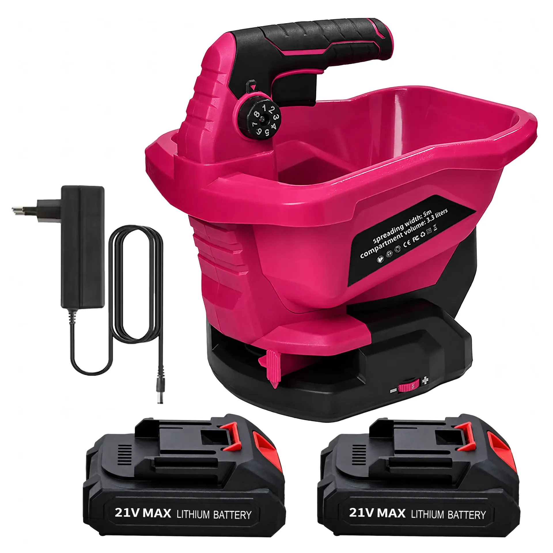 Exsmart Siewnik Ogrodowy Akumulatorowy Rozsiewacz Soli Nawozów Nasion 21V 3,3L RC-K-2346