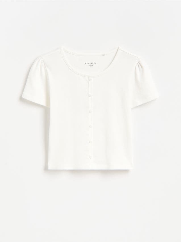 Reserved - Bawełniany t-shirt - złamana biel