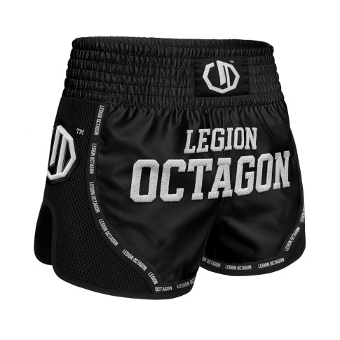 Octagon Spodenki Kickboxing/Muay Thai Legion Mesh PREMIUM Black/White