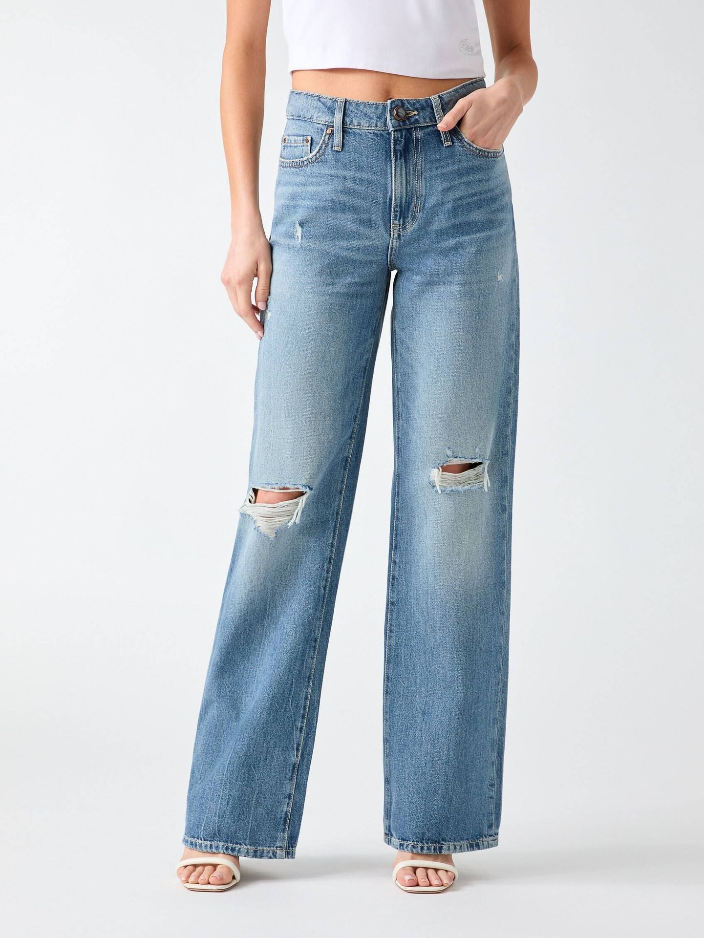 GUESS Jeansy Slouchy Straight fit mid rise