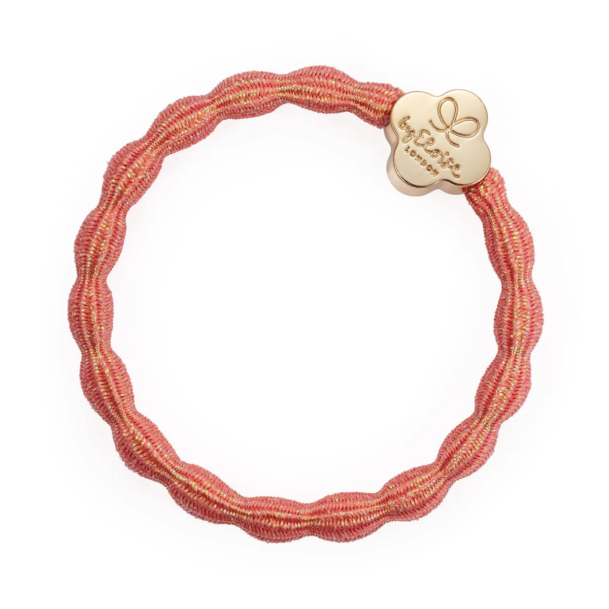 By Eloise London Metallic Gold Quatrefoil Gumka do włosów kolor Coral Pink