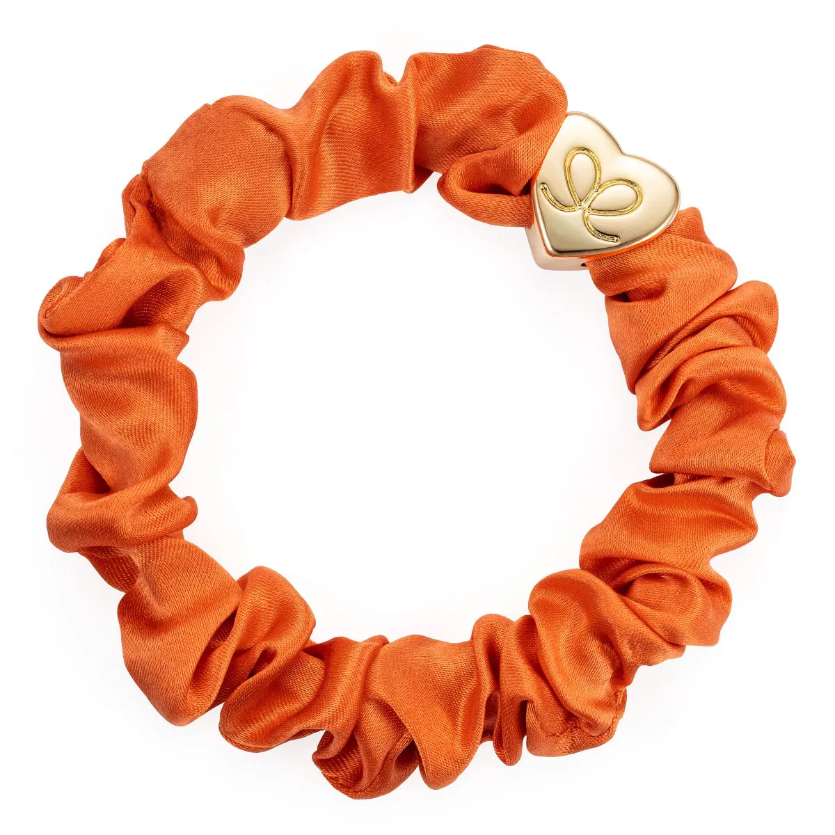 By Eloise London Silk Scrunchie Gold Heart Gumka do włosów kolor Orange Peel