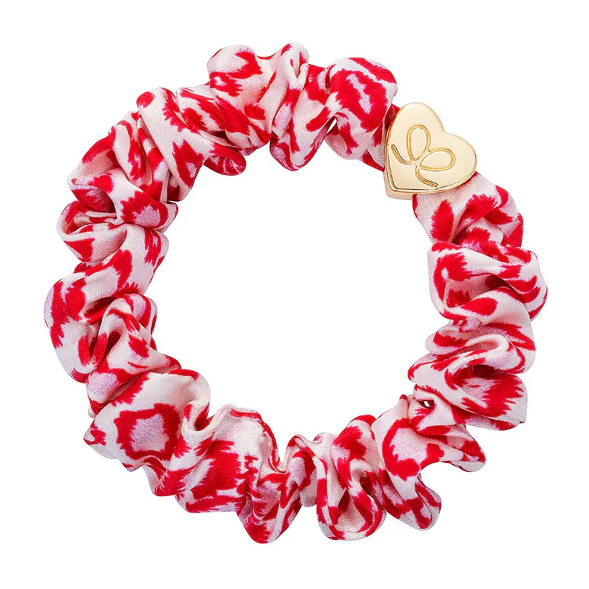By Eloise London Silk Scrunchie Gold Heart Gumka do włosów kolor Red Leopard