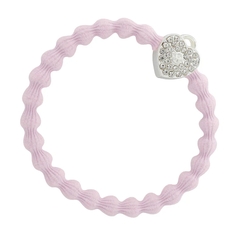 By Eloise London Silver Bling Heart Lock Gumka do włosów kolor Soft Pink