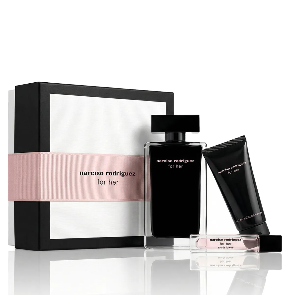 Narciso Rodriguez For Her zestaw Woda toaletowa 100 ml + Woda toaletowa MINI 10 ml + Mlec opcja Rose Pink Line Cover