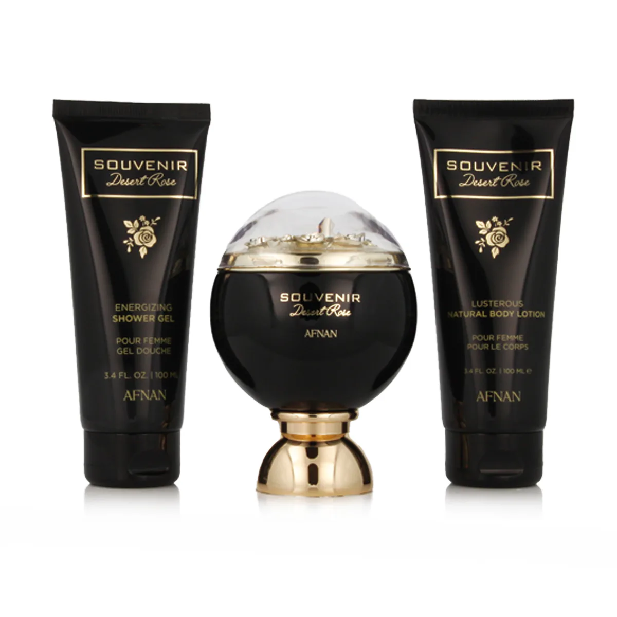 Afnan Souvenir Desert Rose zestaw Woda perfumowana 100 ml + Żel pod prysznic 100 ml + Mle