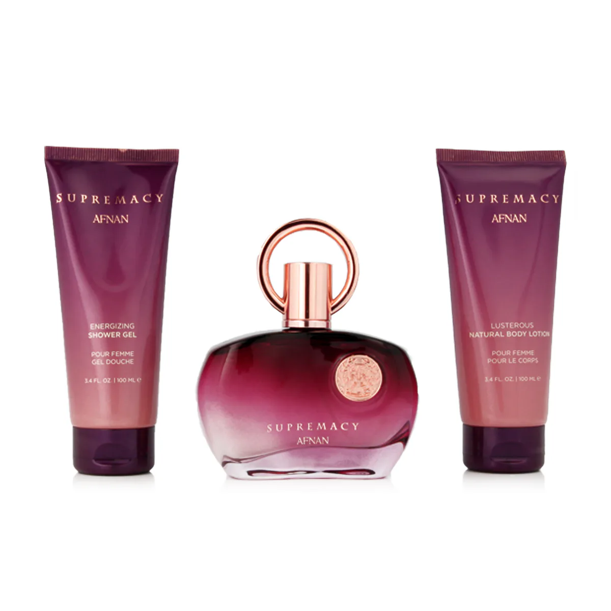 Afnan Supremacy Purple zestaw Woda perfumowana 100 ml + Żel pod prysznic 100 ml + Mleczko