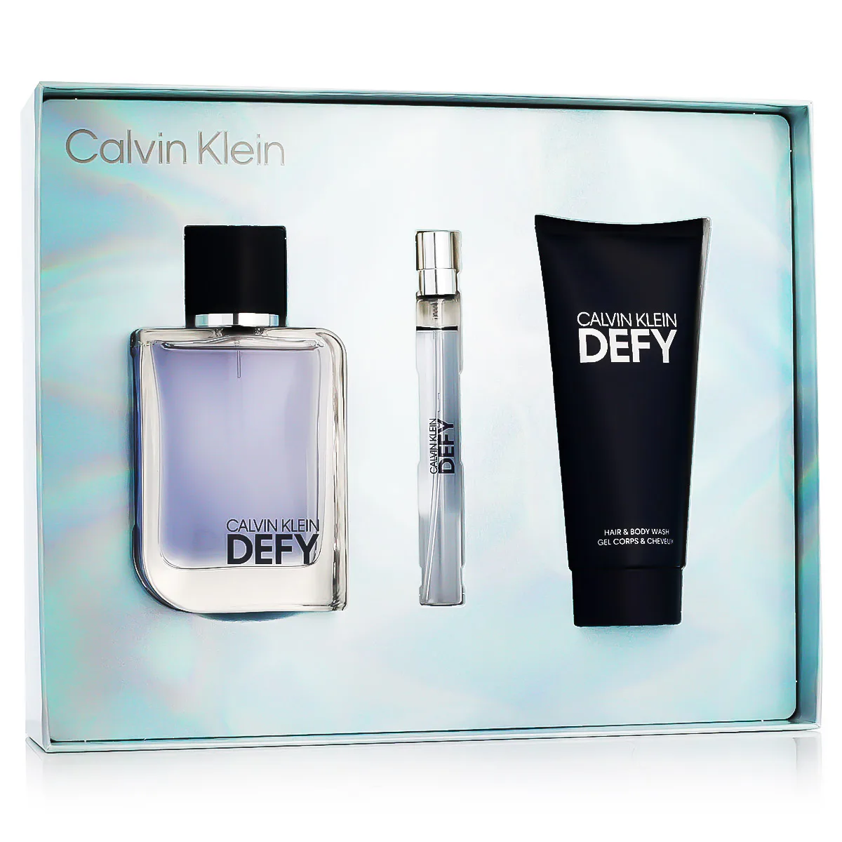 Calvin Klein Defy zestaw dla mężczyzn Woda toaletowa 100 ml + Woda toaletowa 10 ml + Żel pod pryszni