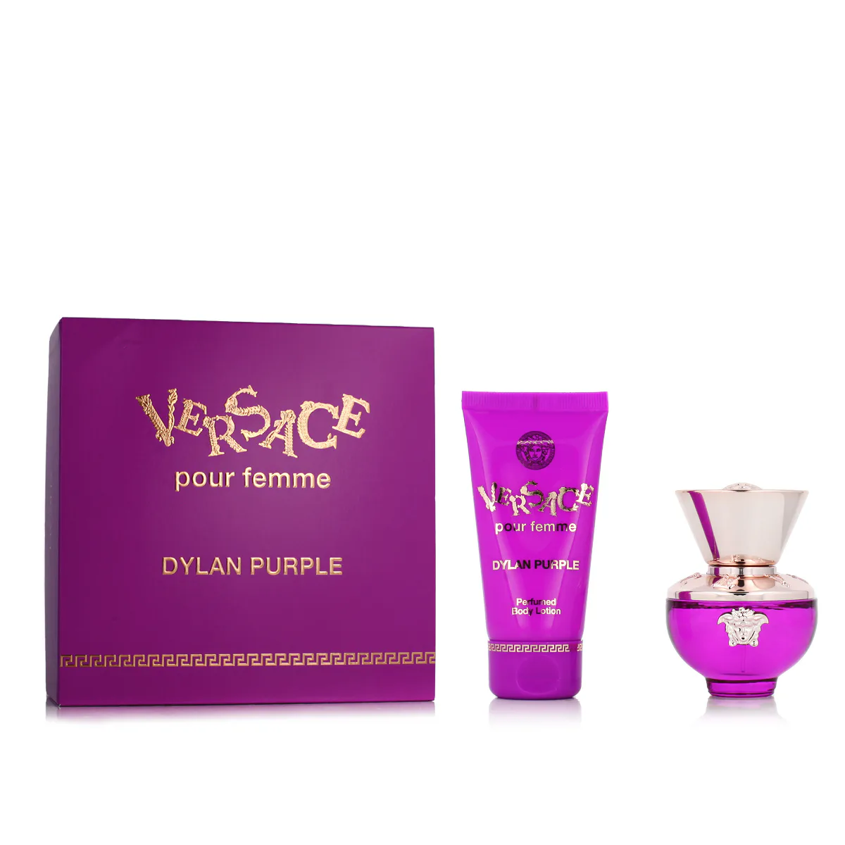 Versace Pour Femme Dylan Purple zestaw Woda perfumowana 30 ml + Mleczko do ciała 50 ml opcja Cover with Stripe