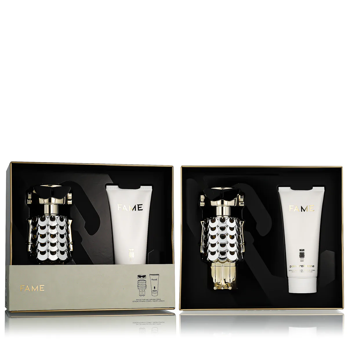 Paco Rabanne Fame zestaw Woda perfumowana 80 ml + Mleczko do ciała 100 ml opcja Golden Metalic Cover