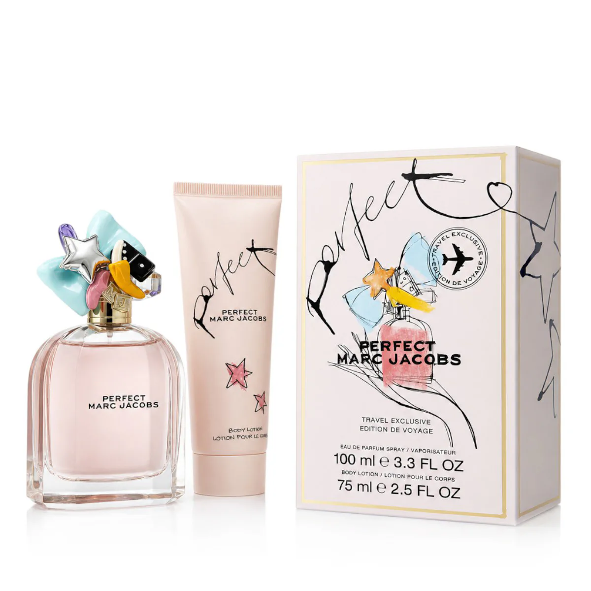 Marc Jacobs Perfect zestaw Woda perfumowana 100 ml + Mleczko do ciała 75 ml opcja Travel Exclusive, nowe opakowanie