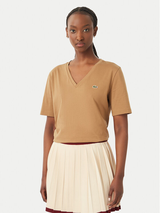 Lacoste T-Shirt TF7300 Brązowy Regular Fit
