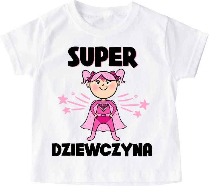 Koszulka dziecięca ''SUPER DZIEWCZYNA''Z SUPERBOHATERKĄ
