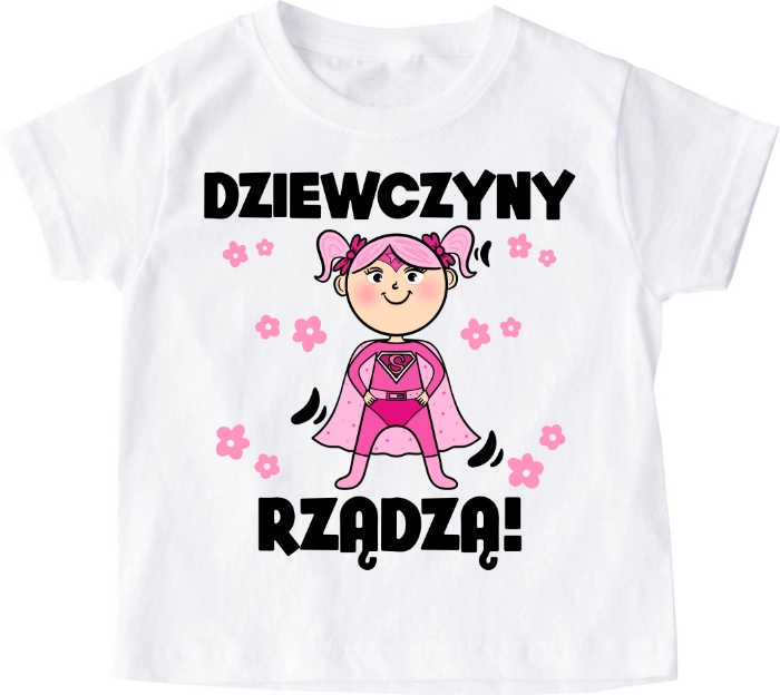 Koszulka dziecięca ''DZIEWCZYNY RZĄDZĄ'' SUPERBOHATERKA