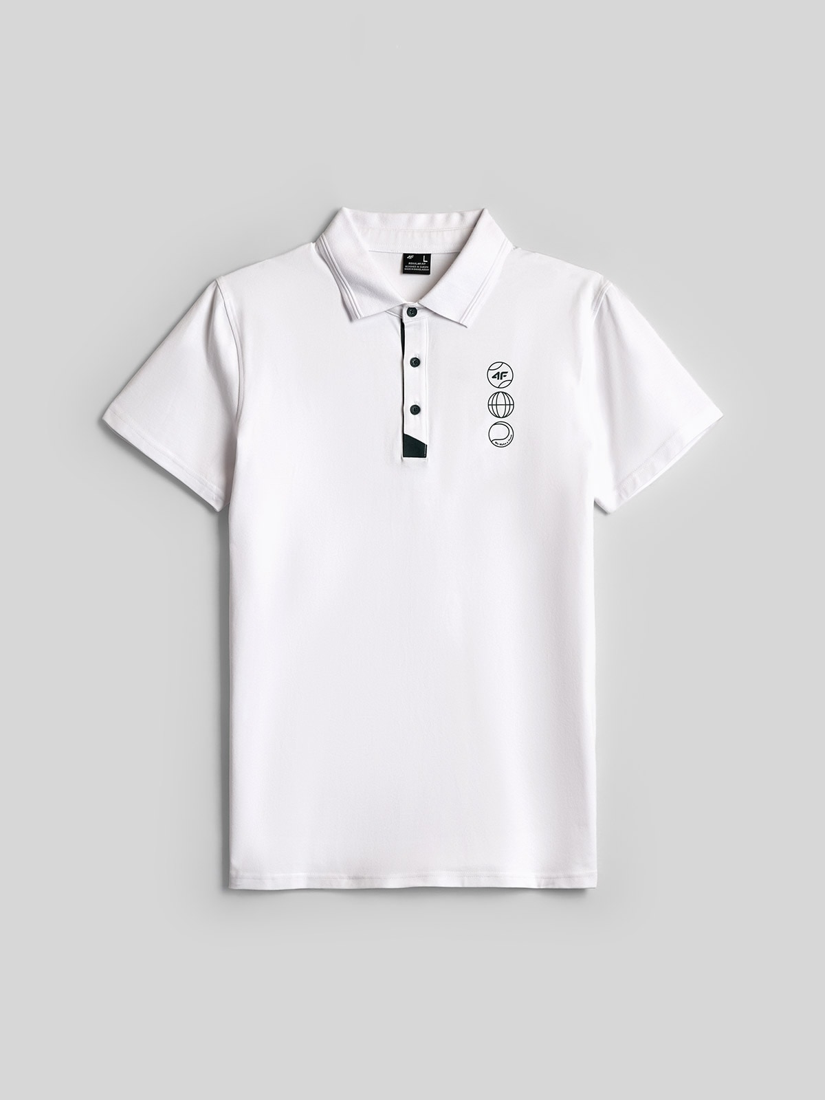 4F Koszulka polo regular męska - biała XXL