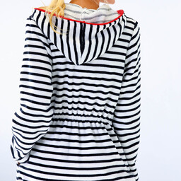 Cawo Szlafrok damski Comfort Hooded Black-White