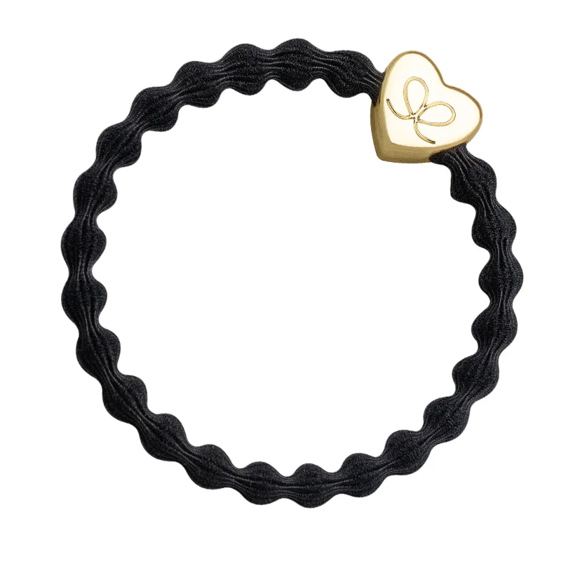 By Eloise London Gold Heart Gumka do włosów dla kobiet kolor czarna