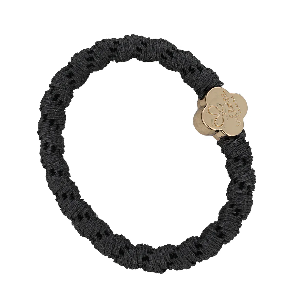 By Eloise London Woven Gold Quatrefoil Gumka do włosów dla kobiet kolor Charcoal Grey