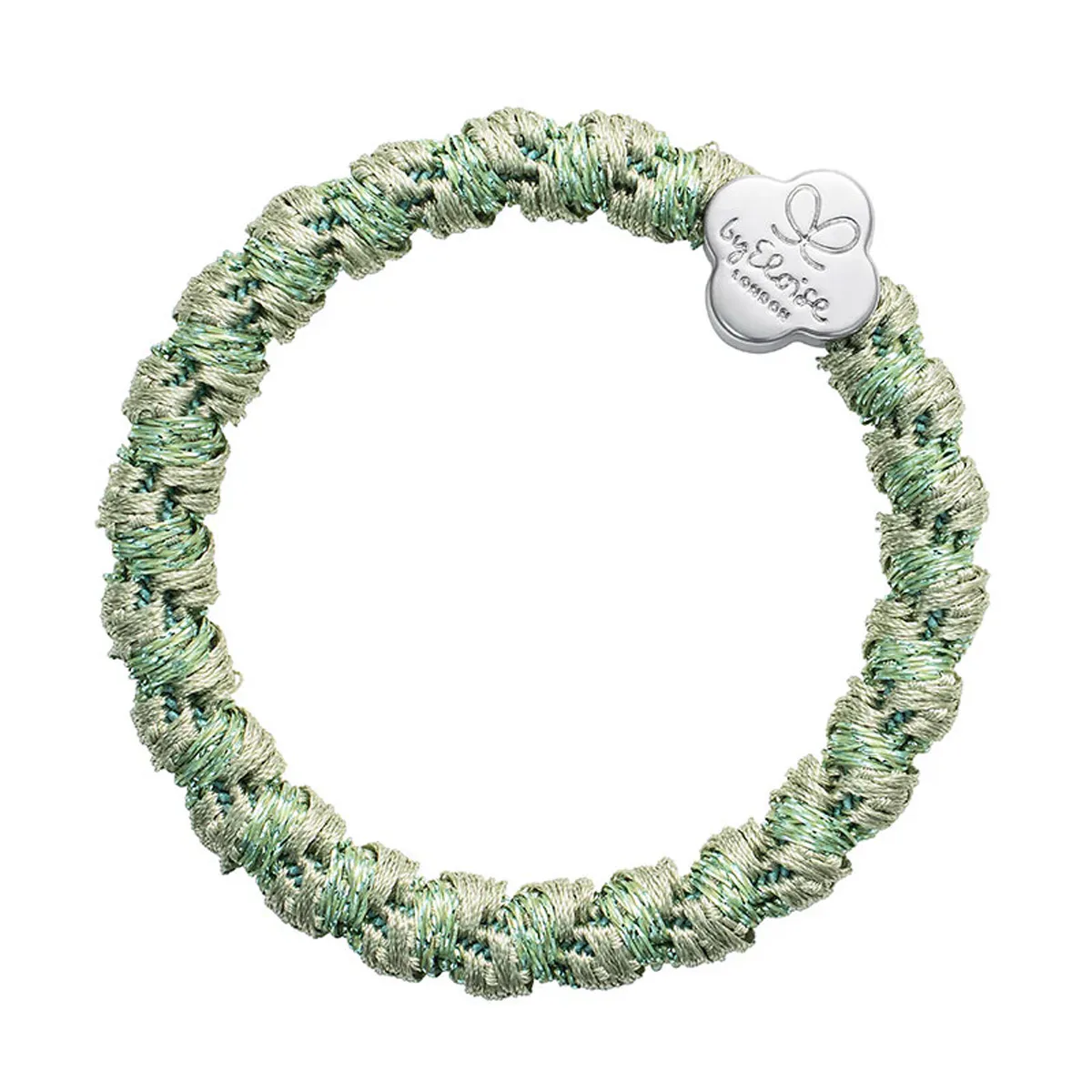 By Eloise London Woven Silver Quatrefoil Gumka do włosów dla kobiet kolor Pistachio