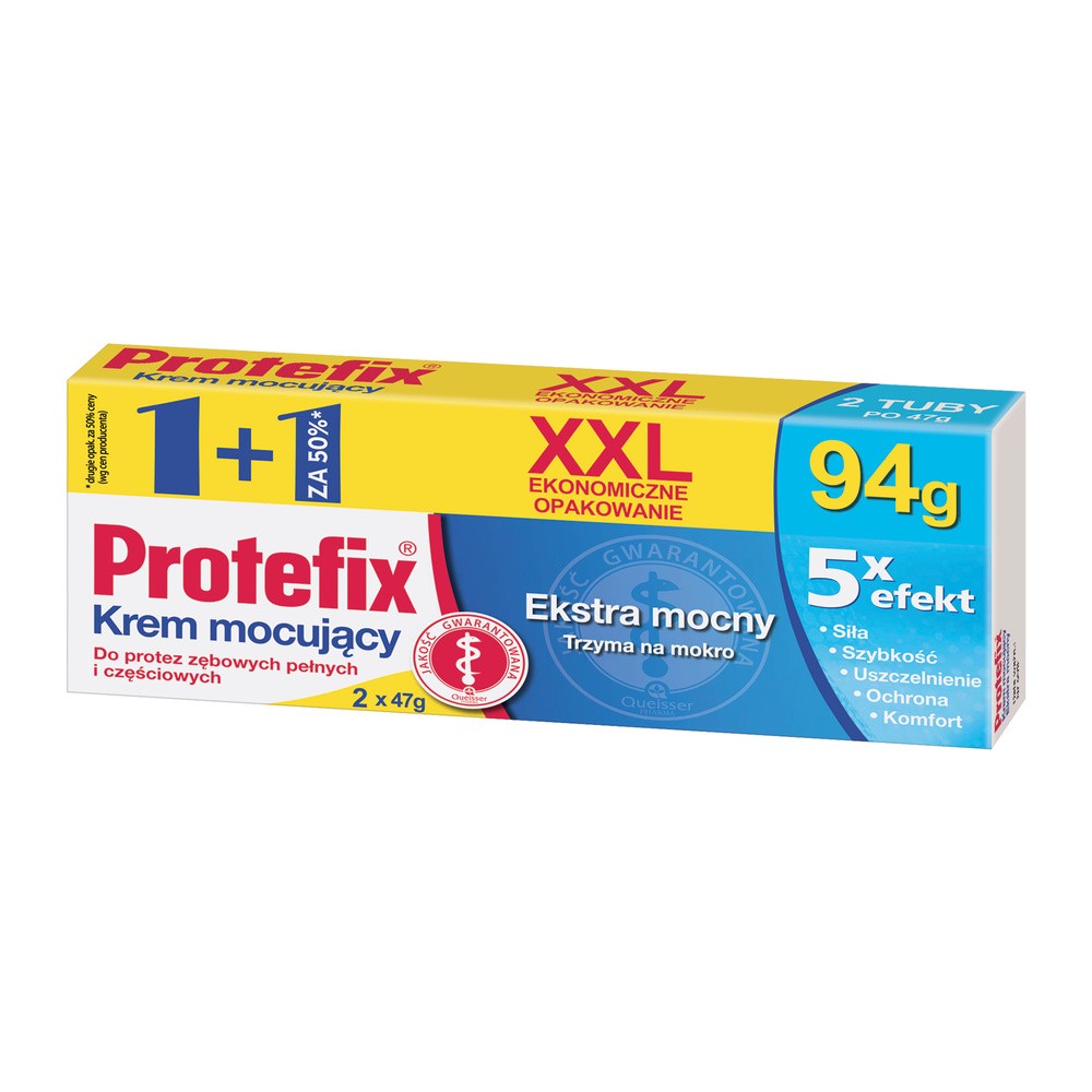 QUEISSER PHARMA GMBH & CO. Protefix Ekstra mocny XXL krem mocujący do protez zębowych 2x 47 g 9080515