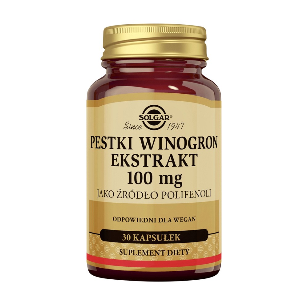 Solgar Polska Pestki z winogron ekstrakt 100mg x30 kapsułek