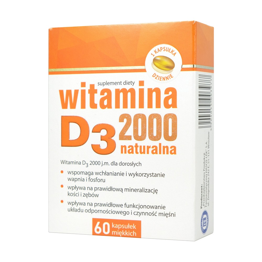 Hasco-Lek PRZEDSIĘBIORSTWO PRODUKCJI FARMACEUTYCZNEJ L witamina D3 2000j.m. 60 kapsułek miękkich 3142761