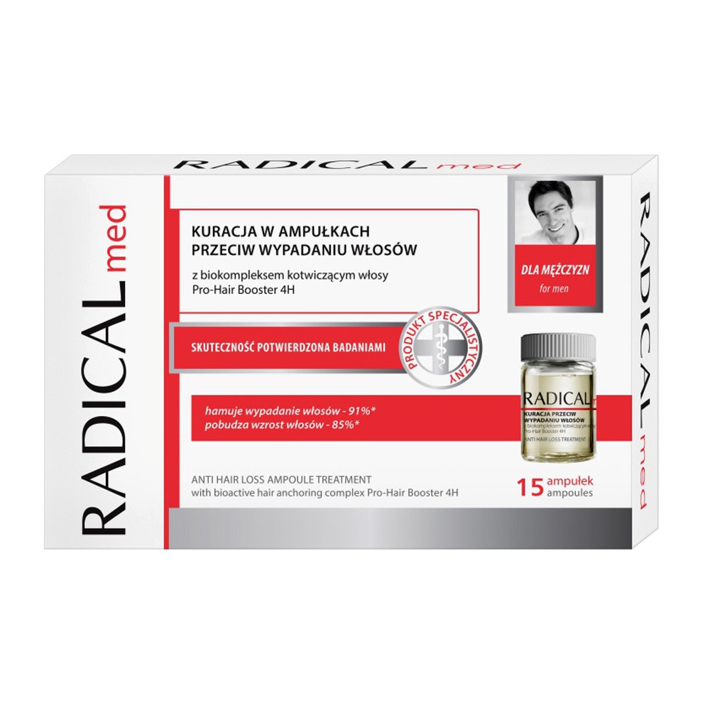 Radical Med, kuracja przeciw wypadaniu włosów dla mężczyzn, 15 ampułek x 5 ml |  !!! 7060963
