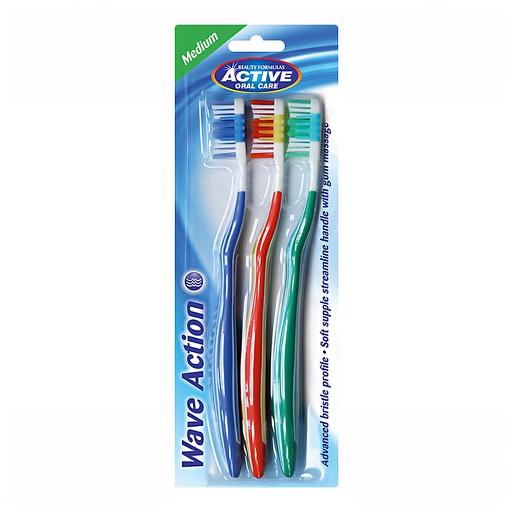 Beauty Formulas Active Oral Care Szczoteczka Wave Action średnia 1 op.-3szt
