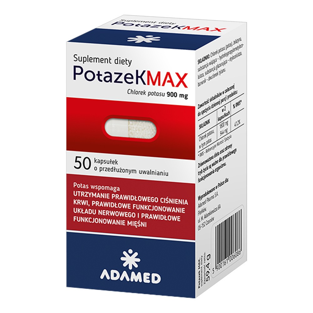 Adamed Potazek MAX x 50 kaps o przedłużonym działaniu