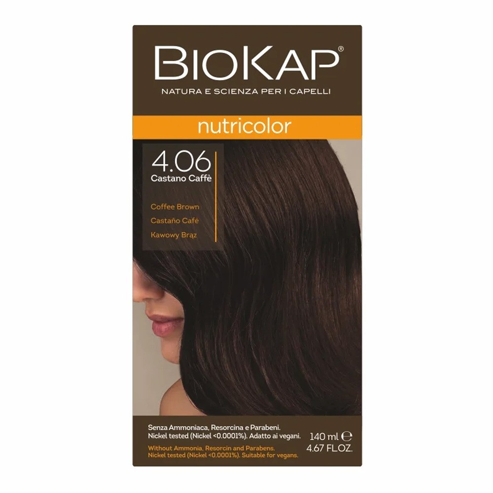 Biokap NUTRICOLOR farba do włosów w kolorze 4.06 kawowy brąz 140 ml