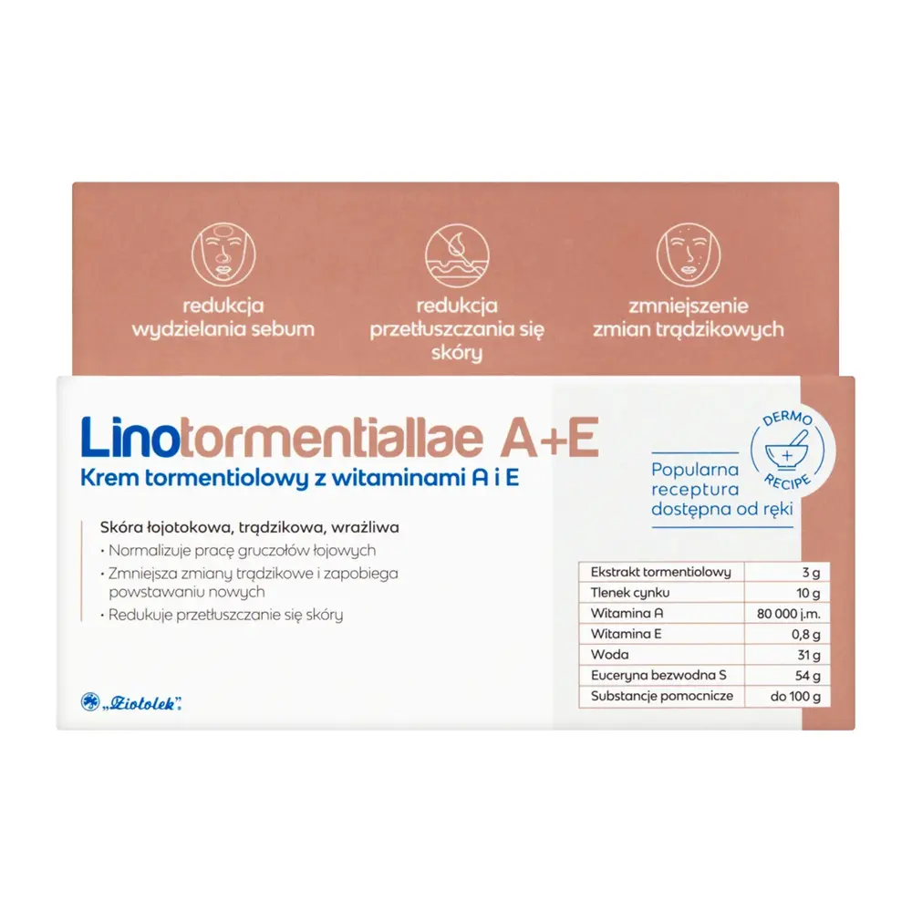 LINOTORMENTIALLAE A+E Krem tormentiolowy z witaminami A i E 50 g 7057346