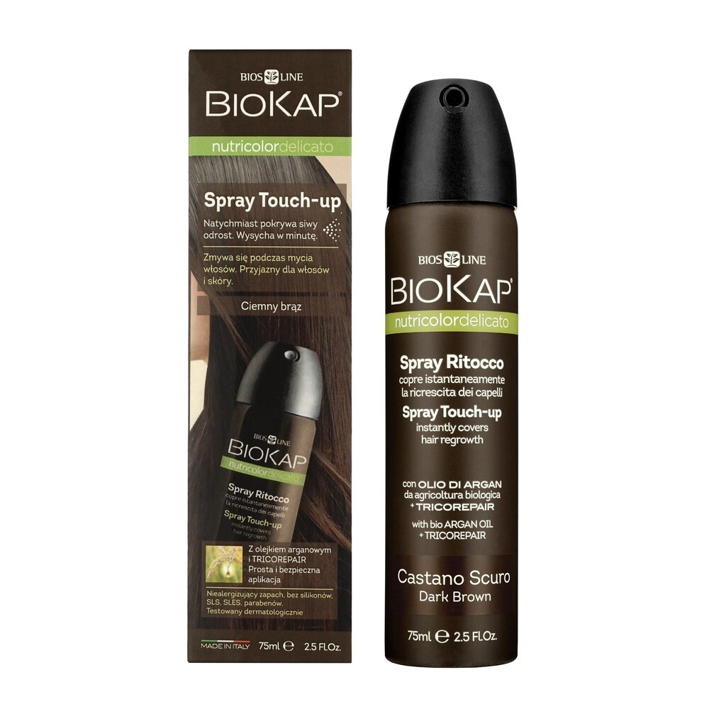 BIOS LINE S.P.A. BIOS LINE S.P.A BIOKAP Nutricolor Delicato Spray Touch-up Ciemny Brąz pokrywanie siwych odrostów 75 ml 7069075