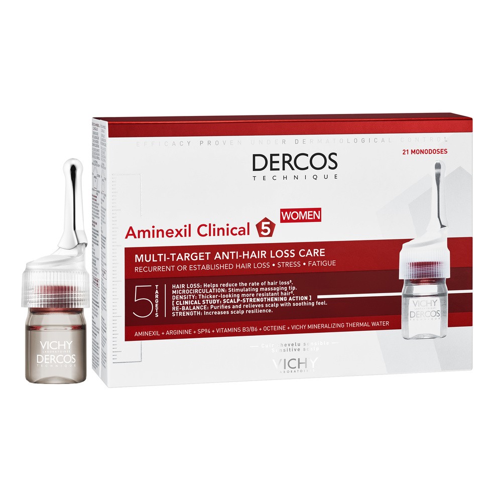 Vichy dercos aminexil clinical 5 kuracja przeciw wypadaniu włosów o kompleksowym działaniu dla kobiet x 21 amp