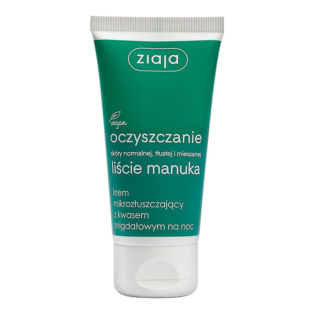 Ziaja Liście Manuka krem mikrozłuszczający z kwasem migdałowym na noc, 50ml