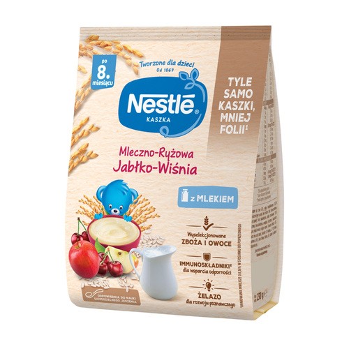 Nestle Bobo Frut Kaszka mleczno-ryżowa jabłko-wiśnia po 8 m-cu - 230 g