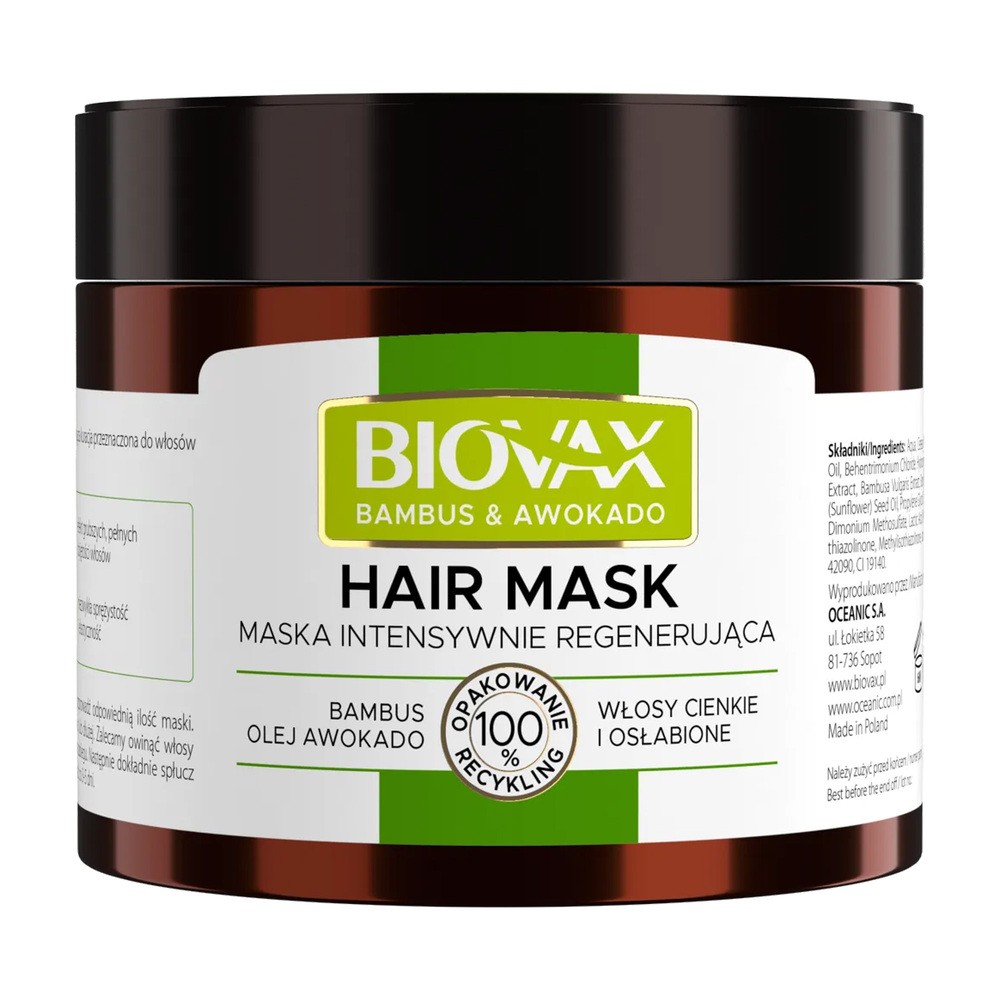 Lbiotica BIOVAX BAMBUS & OLEJ AVOCADO Intensywnie regenerująca maseczka 250 ml