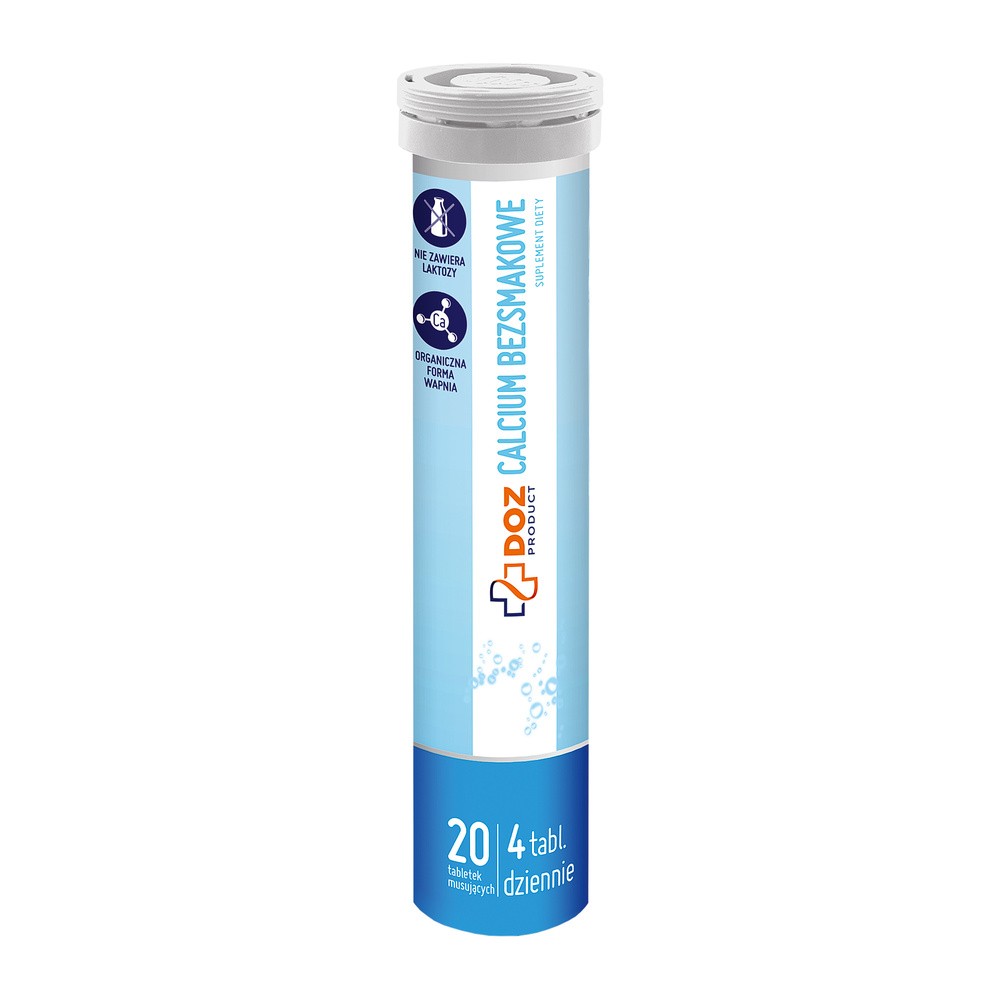 DOZ PRODUCT Calcium Bezsmakowe, tabletki musujące, 20 szt.