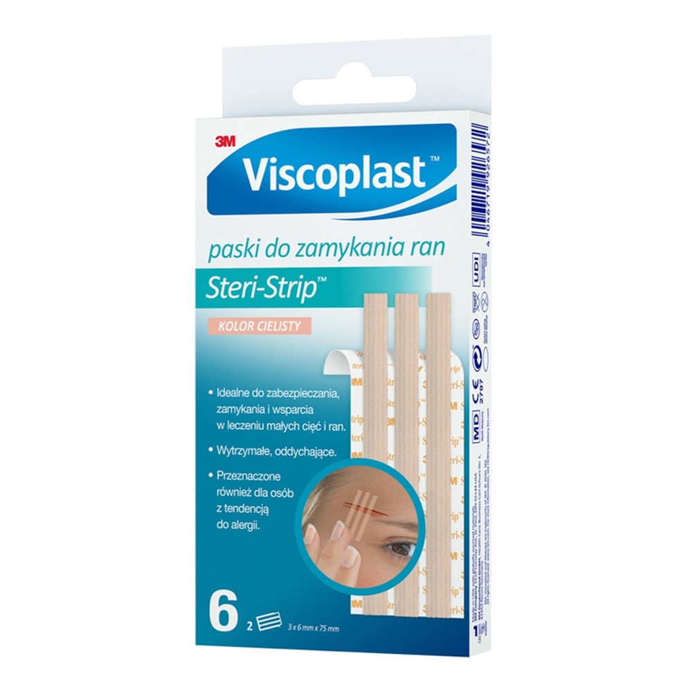 3M VISCOPLAST Paski do zamykania ran Steri-strip 6 mm x 75 mm) x 6 szt