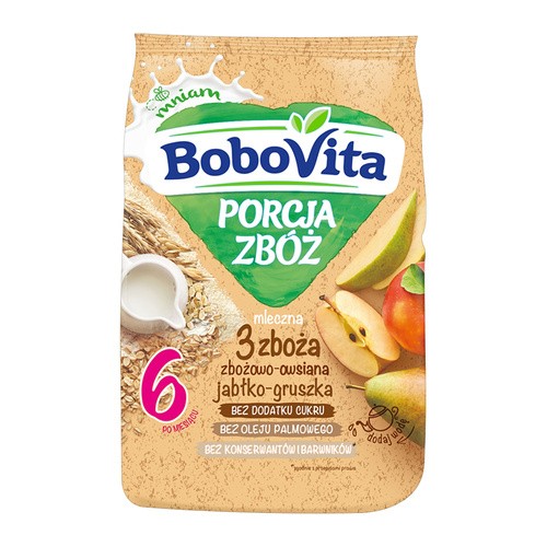 Nutricia BOBOVITA PORCJA 4 ZBÓŻ Kaszka mleczna o smaku jabłkowo-gruszkowy